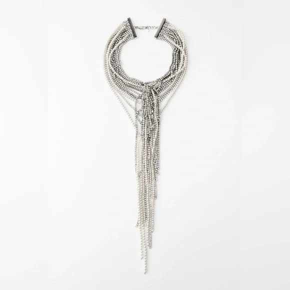 NWT Zara Faux Pearl and Rhinestone Necklace - Picture 3 of 8